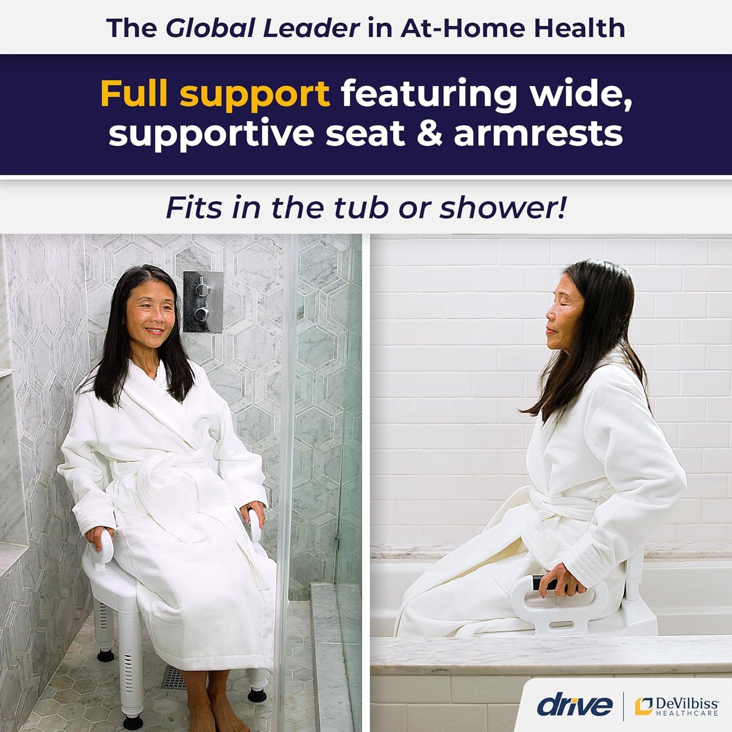 Drive Medical Premium Series Shower Chair with Back and Arms