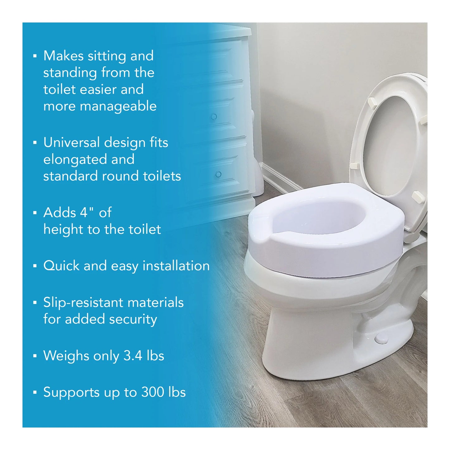 Carex Quick-Lock Raised Toilet Seat - 4 Inch Height