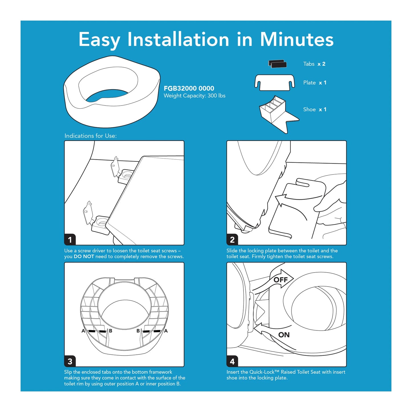 Carex Quick-Lock Raised Toilet Seat - 4 Inch Height